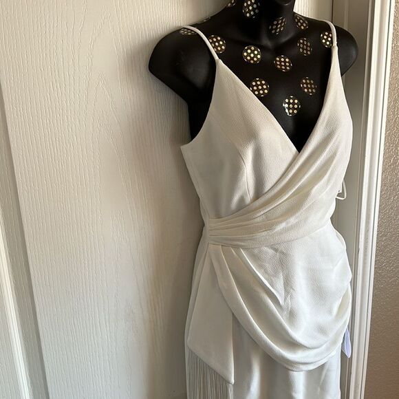 Dress THE POPULATION Crepe Fringe Minidress party cocktail Swiftie Sm NWT - Picture 12 of 15